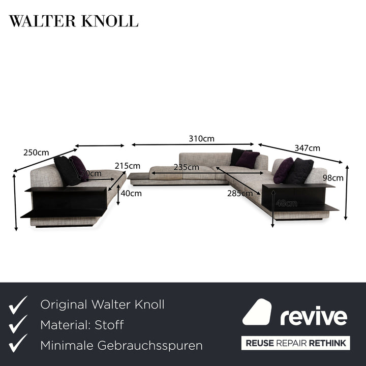 Walter Knoll Yuuto Canapé d'angle en tissu Gris Canapé