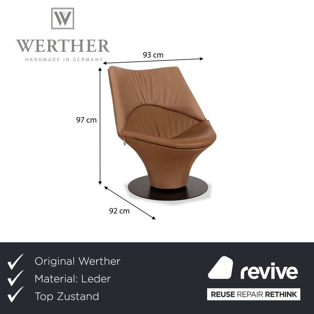 Werther W 100 Leather Armchair Beige Brown