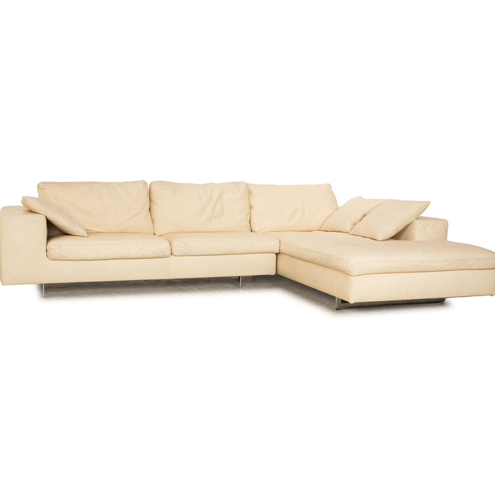 Who`s Perfect LED Leder Ecksofa Creme Recamiere Rechts Sofa Couch