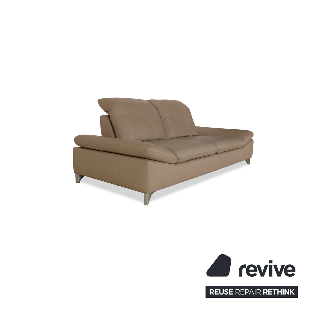 Willi Schillig Enjoy Leather Three-Seater Beige Brown Sofa Couch manual function