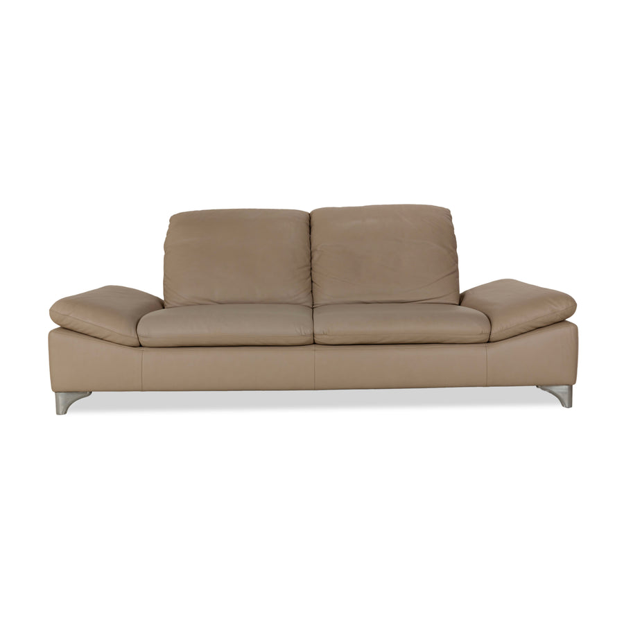 Willi Schillig Enjoy Leather Three-Seater Beige Brown Sofa Couch manual function