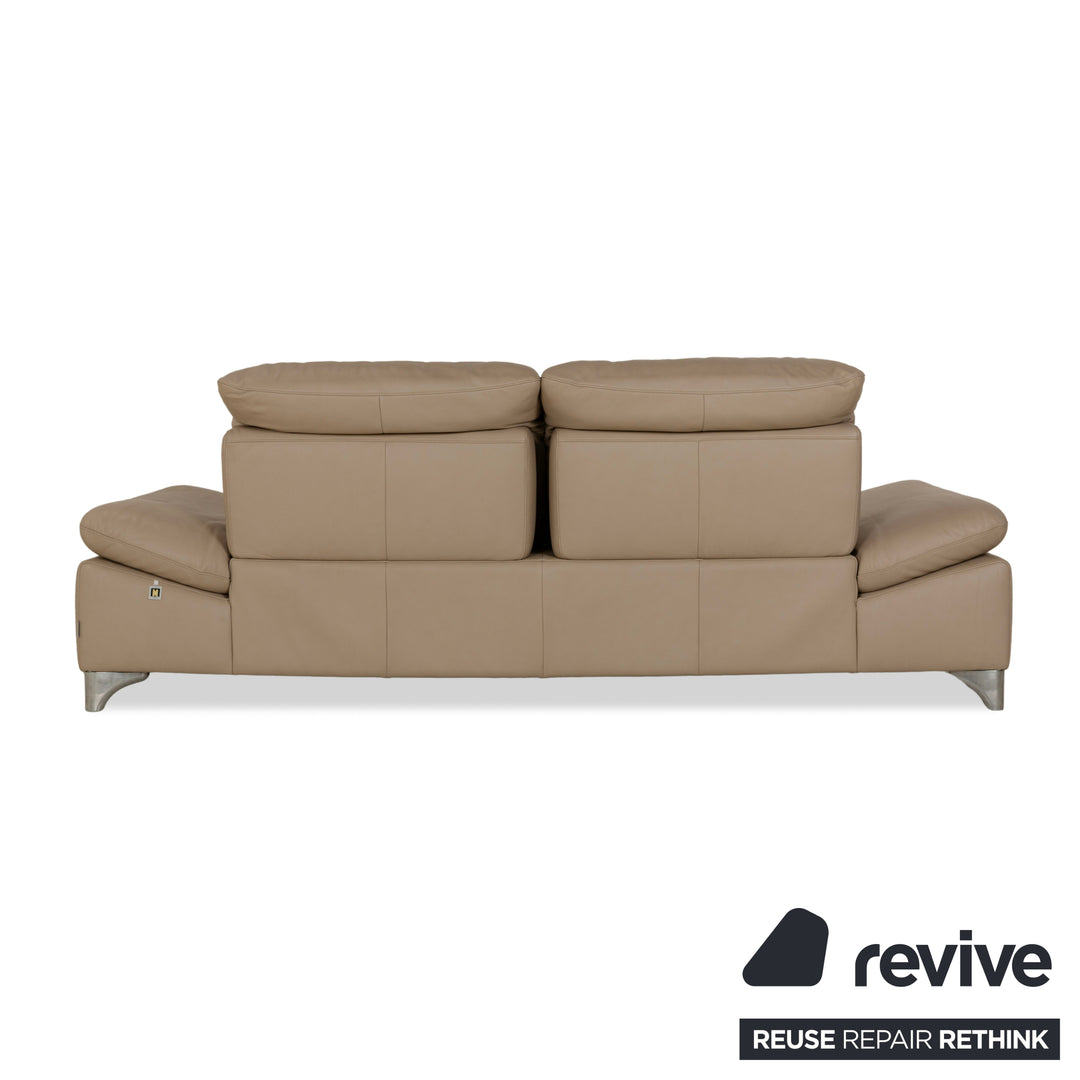Willi Schillig Enjoy Leather Three-Seater Beige Brown Sofa Couch manual function
