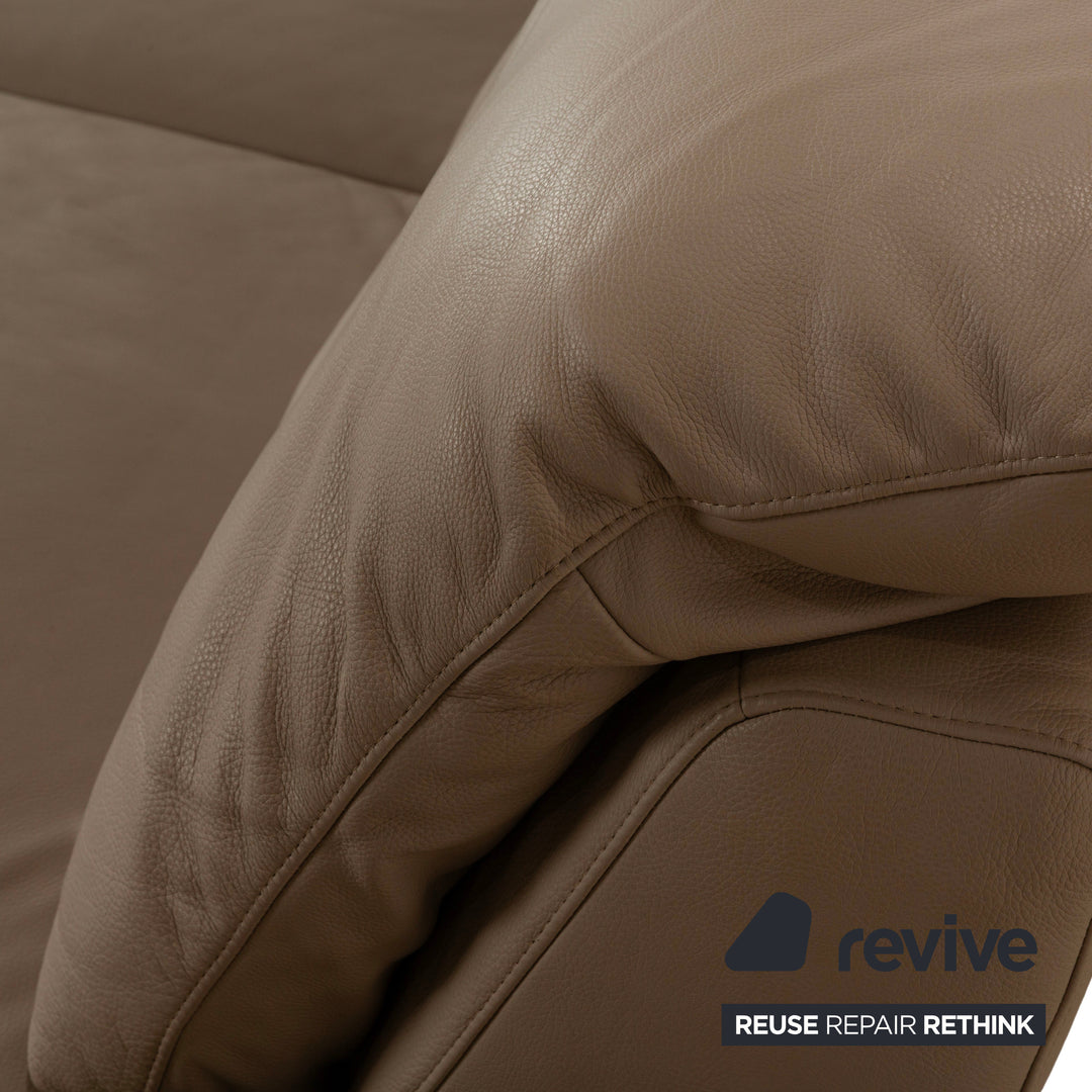 Willi Schillig Enjoy Leather Three-Seater Beige Brown Sofa Couch manual function