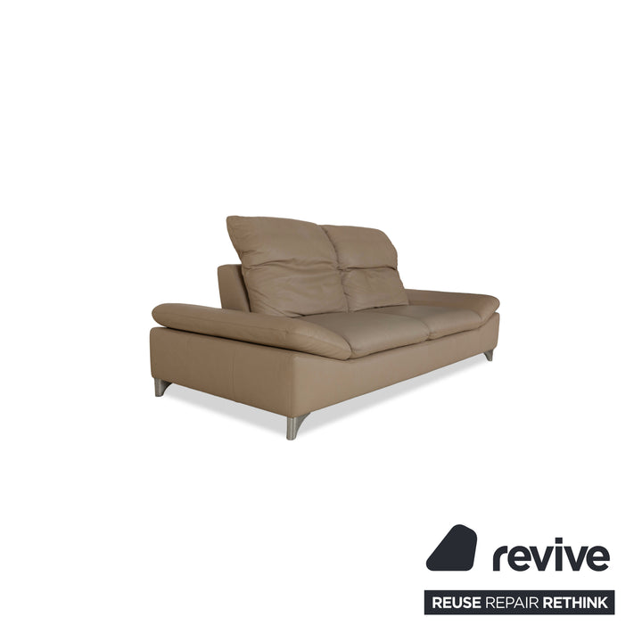 Willi Schillig Enjoy Leather Three-Seater Beige Brown Sofa Couch manual function
