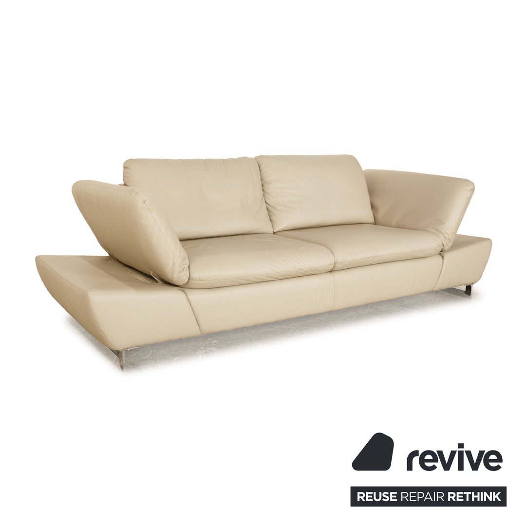 Willi Schillig Enjoy leather three-seater cream manual function sofa couch