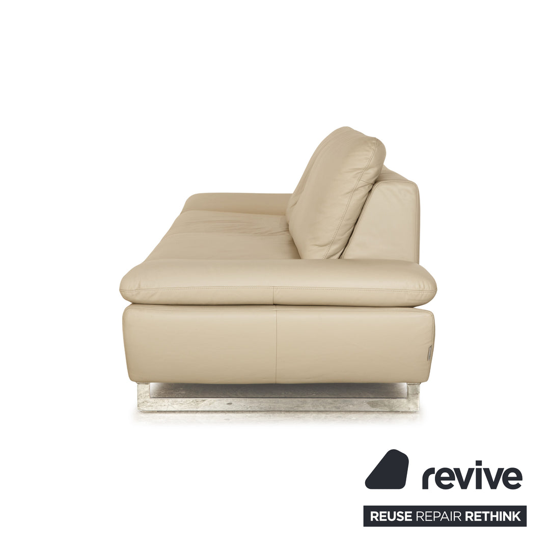 Willi Schillig Enjoy leather three-seater cream manual function sofa couch