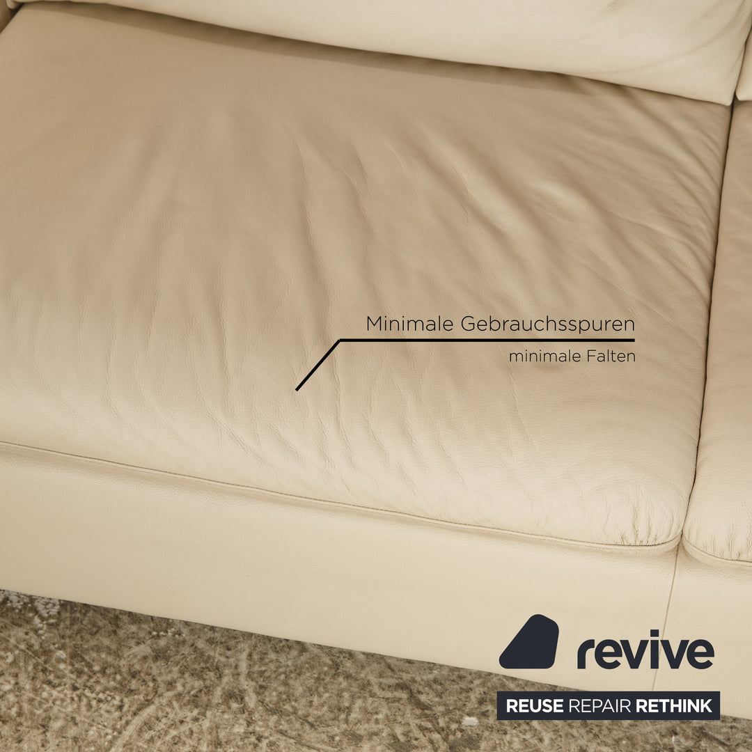 Willi Schillig Enjoy leather three-seater cream manual function sofa couch