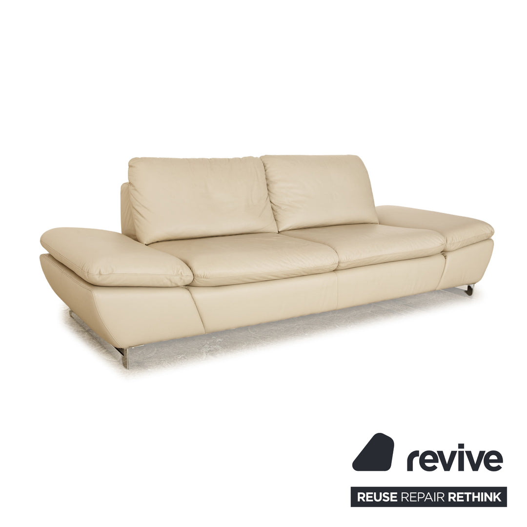Willi Schillig Enjoy leather three-seater cream manual function sofa couch