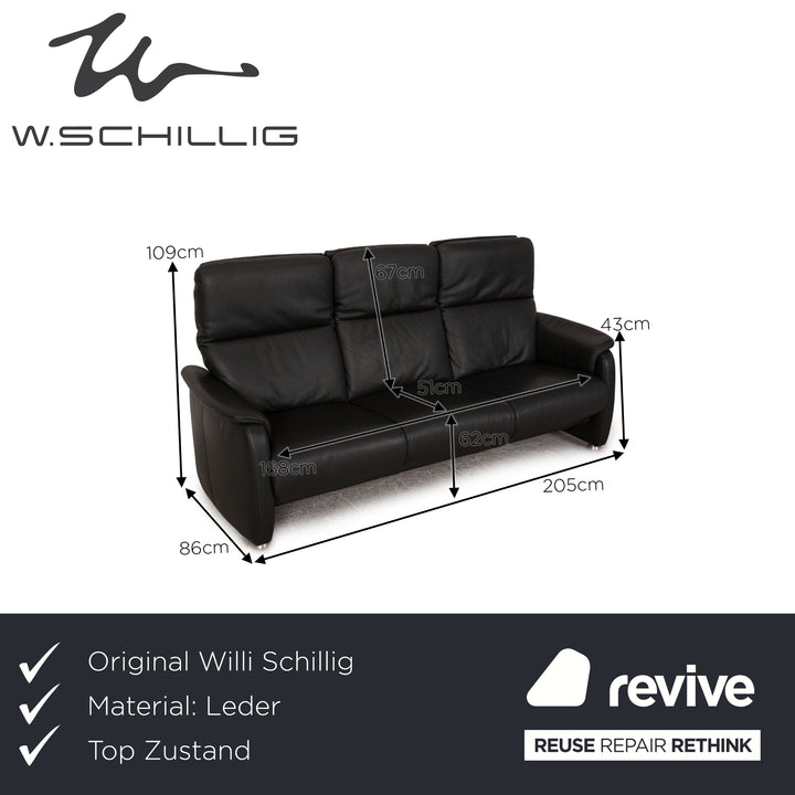 Willi Schillig Ergoline three-seater Longlife leather sofa anthracite couch