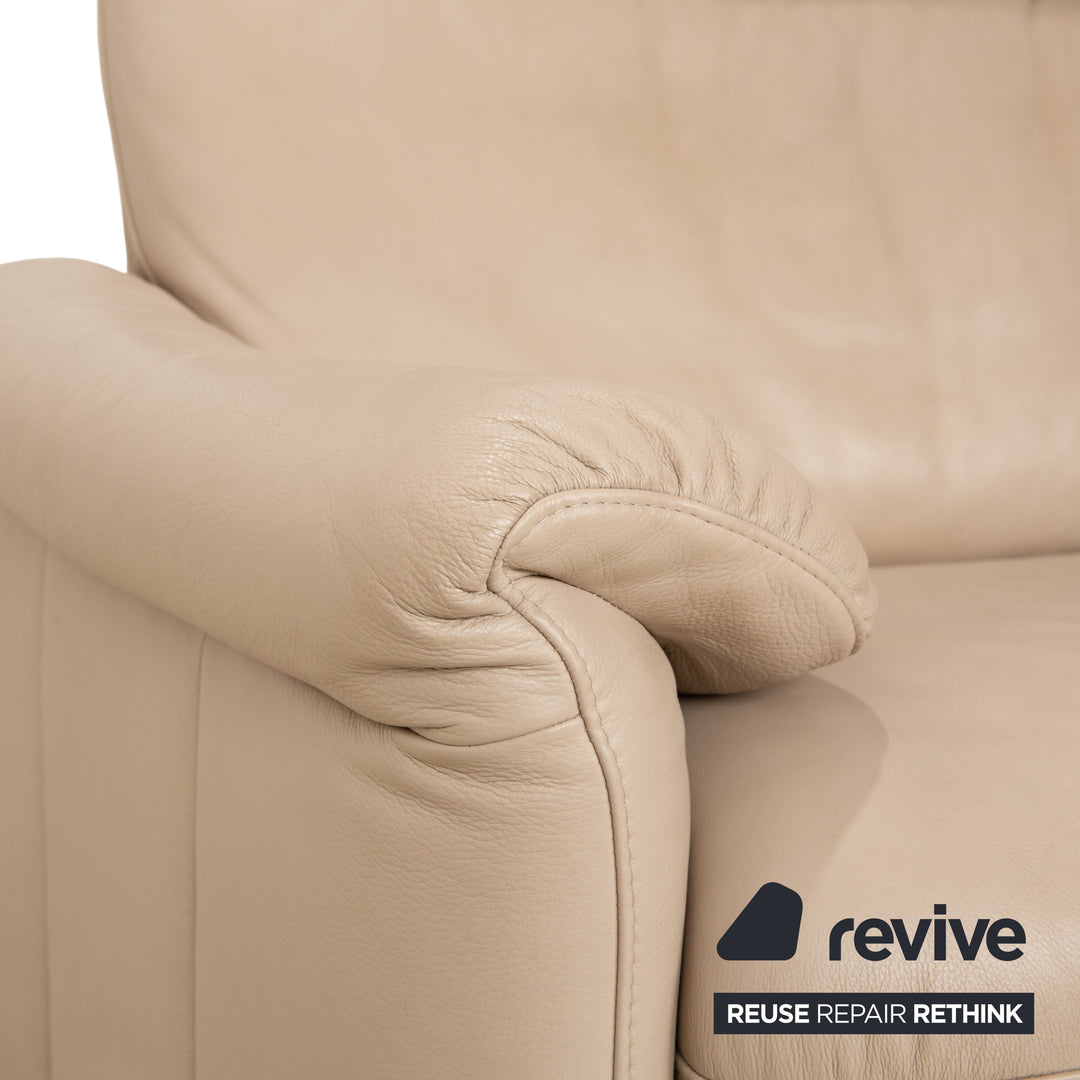 Willi Schillig Ergoline Leather 1x Three-seater 1x Two-seater 1x Armchair 1x Stool Cream Beige Sofa Couch