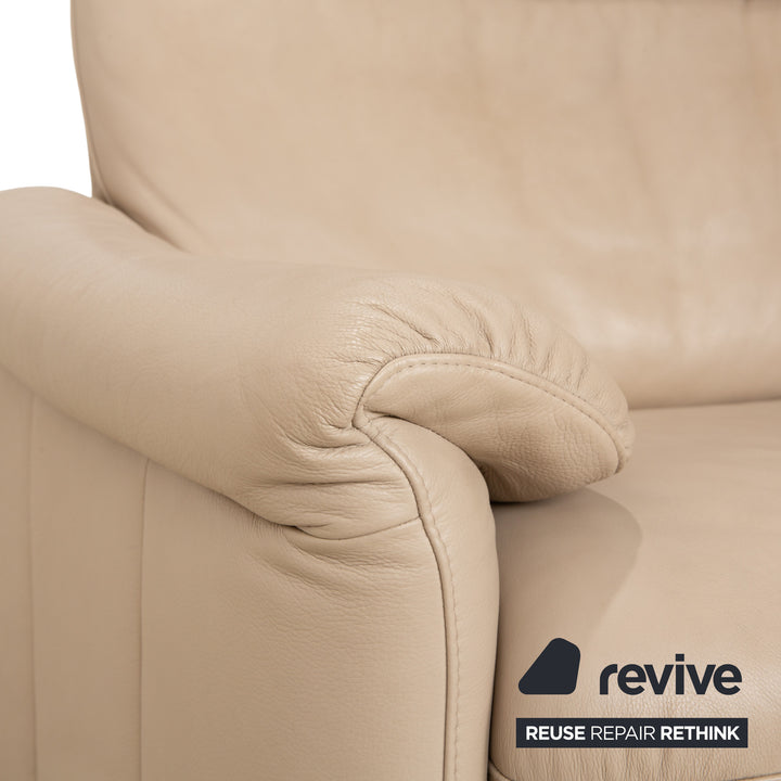 Willi Schillig Ergoline Leather 1x Three-seater 1x Two-seater 1x Armchair 1x Stool Cream Beige Sofa Couch
