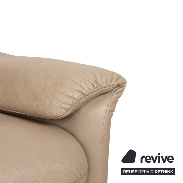 Willi Schillig Ergoline Leather 1x Three-seater 1x Two-seater 1x Armchair 1x Stool Cream Beige Sofa Couch