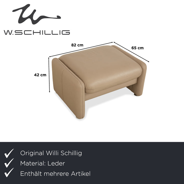Willi Schillig Ergoline Leather 1x Three-seater 1x Two-seater 1x Armchair 1x Stool Cream Beige Sofa Couch