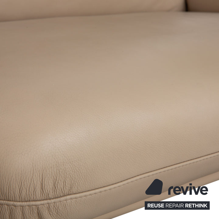 Willi Schillig Ergoline Leder Dreisitzer Creme Beige Sofa Couch