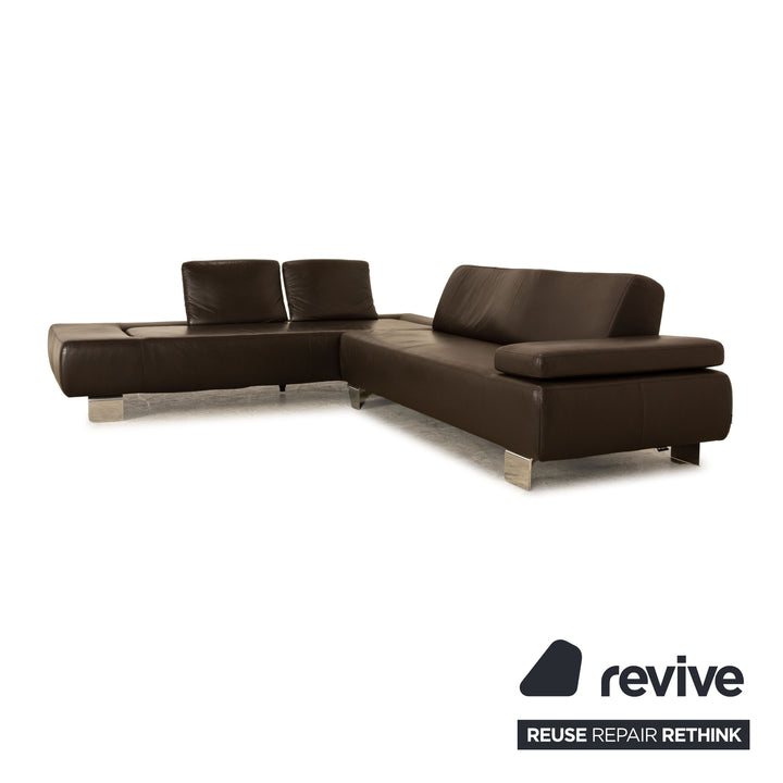 Willi Schillig Leder Ecksofa Braun manuelle Funktion Sofa Couch