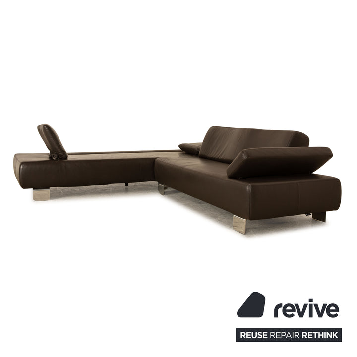 Willi Schillig Leder Ecksofa Braun manuelle Funktion Sofa Couch