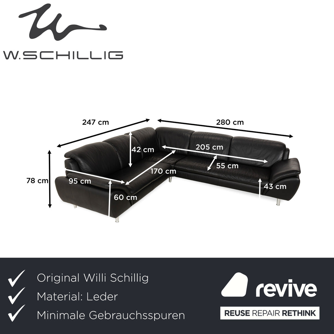 Willi Schillig Leather Corner Sofa Black Sofa Couch