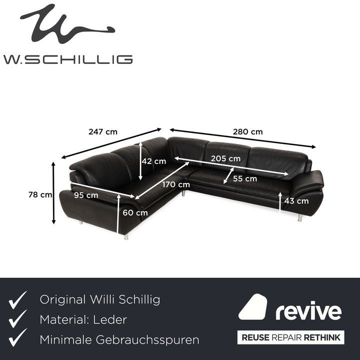 Willi Schillig Leather Corner Sofa Black Sofa Couch