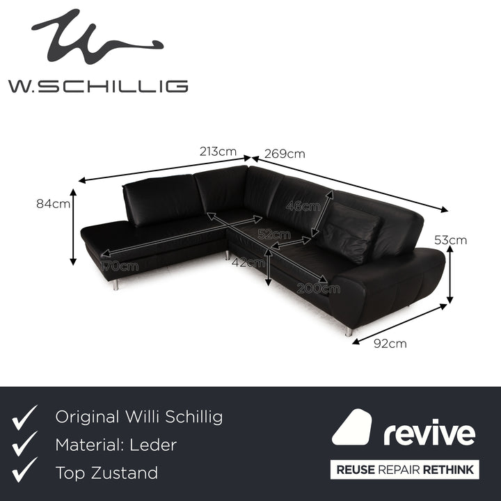 Willi Schillig Canapé d'angle en cuir Noir Canapé Canapé