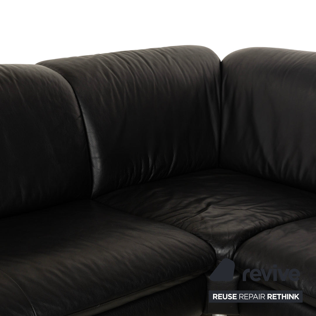 Willi Schillig Leather Corner Sofa Black Sofa Couch