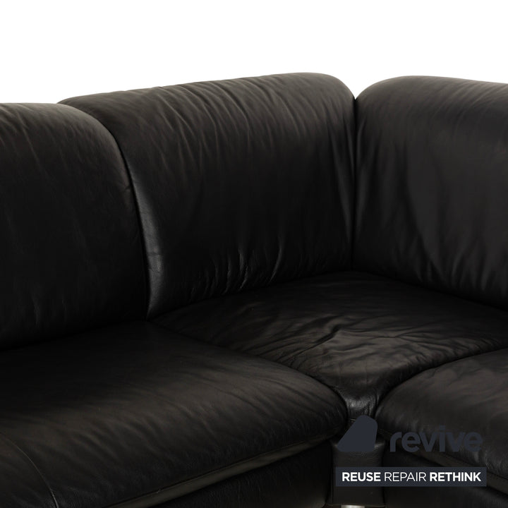 Willi Schillig Leather Corner Sofa Black Sofa Couch