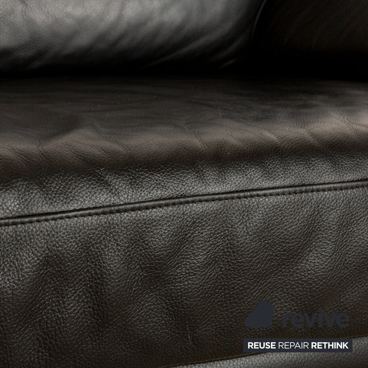 Willi Schillig Leder Sofa Schwarz Dreisitzer Couch