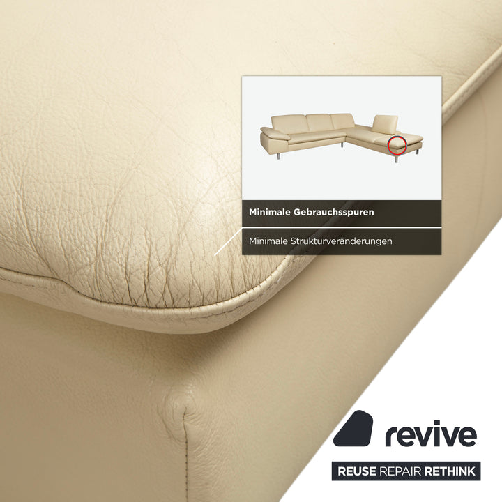 Willi Schillig Loop Designer Leder Sofa Creme Beige Echtleder Ecksofa Couch manuelle Funktion