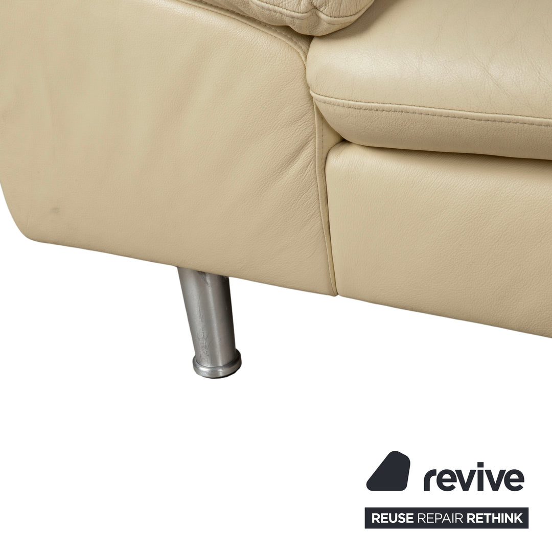 Willi Schillig Loop Designer Leder Sofa Creme Beige Echtleder Ecksofa Couch manuelle Funktion