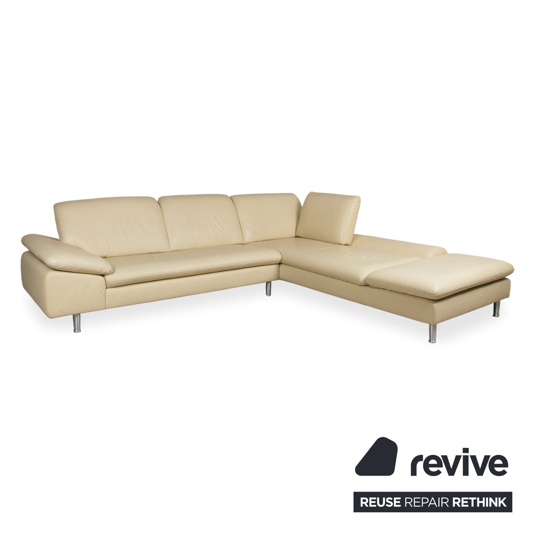 Willi Schillig Loop Designer Leder Sofa Creme Beige Echtleder Ecksofa Couch manuelle Funktion