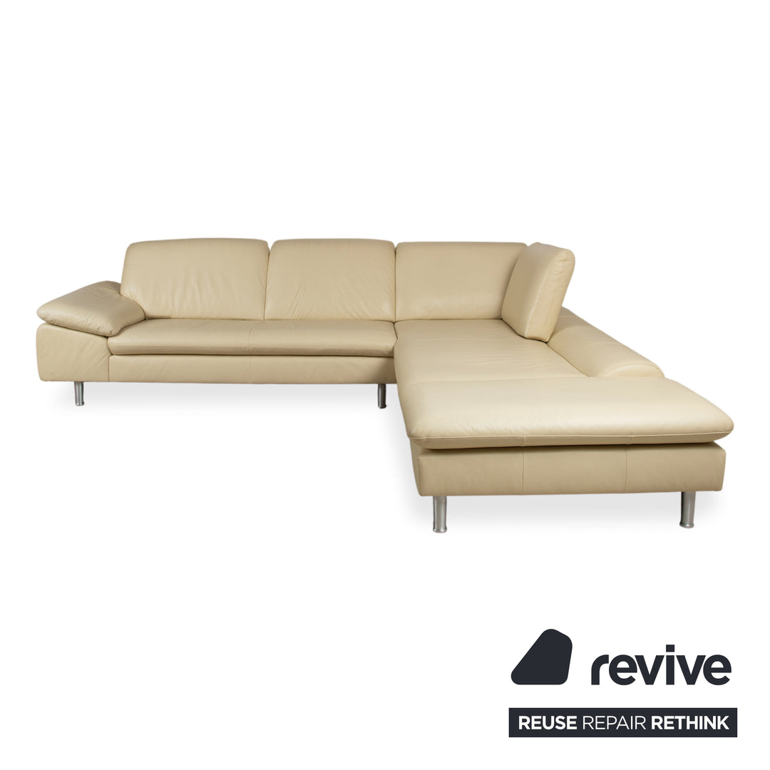 Willi Schillig Loop Designer Leder Sofa Creme Beige Echtleder Ecksofa Couch manuelle Funktion