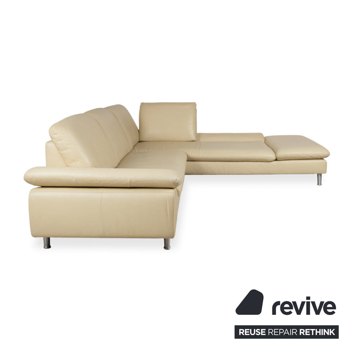 Willi Schillig Loop Designer Leder Sofa Creme Beige Echtleder Ecksofa Couch manuelle Funktion