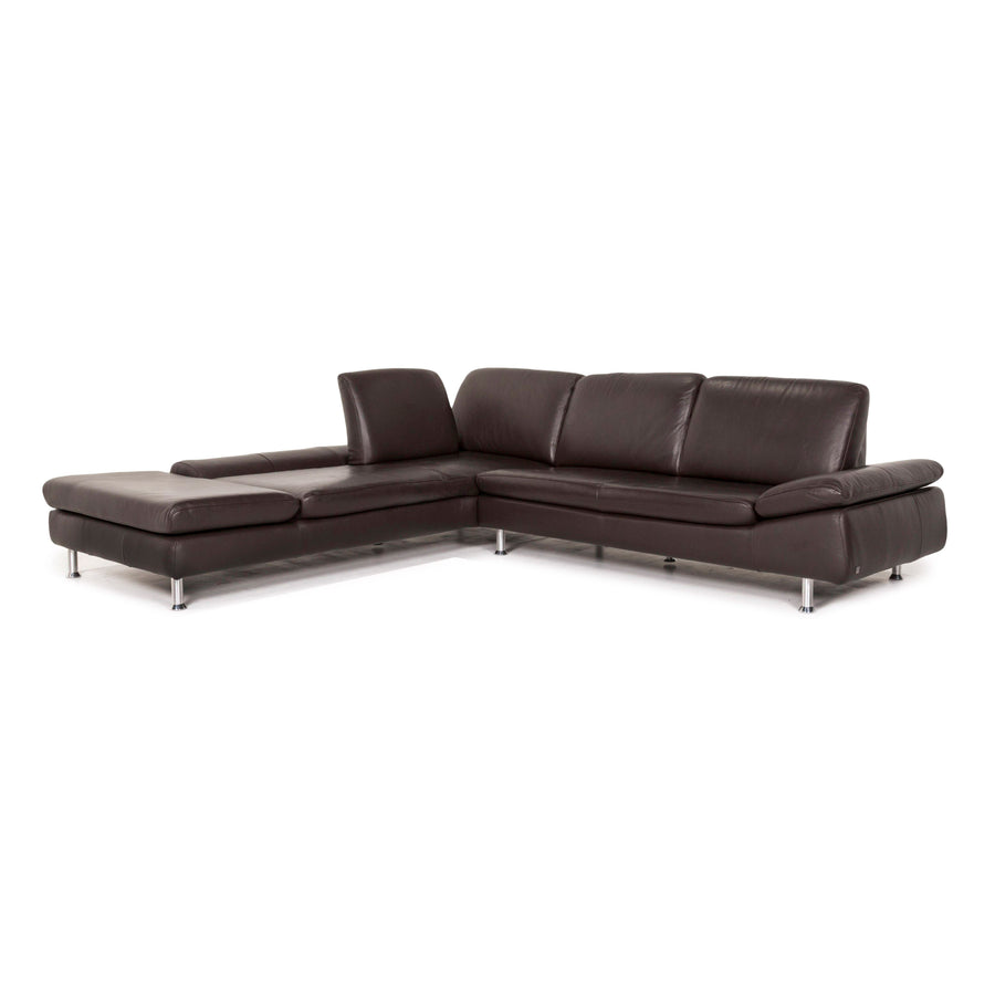 Willi Schillig Loop canapé d'angle en cuir marron marron foncé fonction canapé #12515