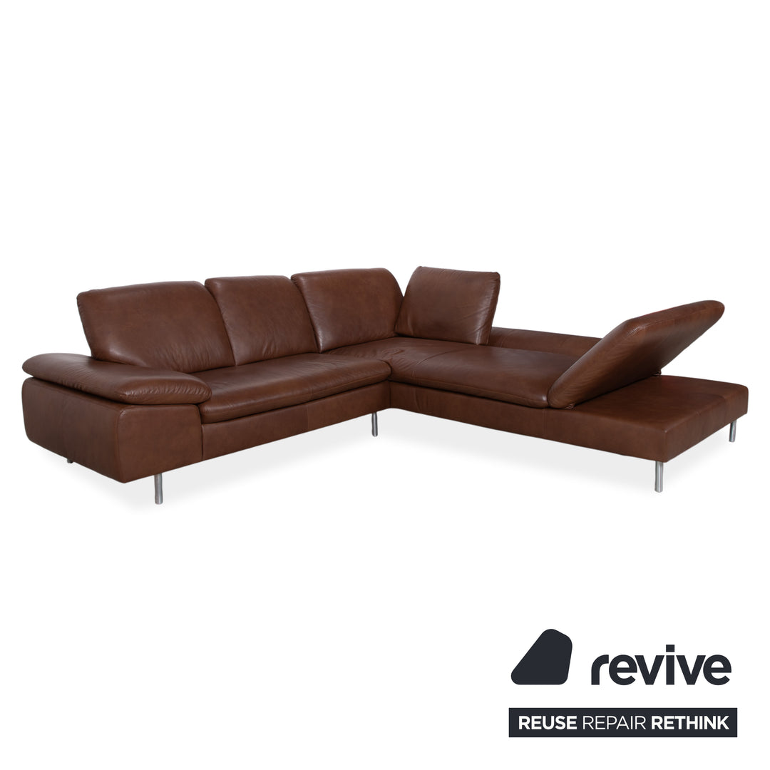 Willi Schillig Loop Leder Ecksofa Braun manuelle Funktion Sofa Couch