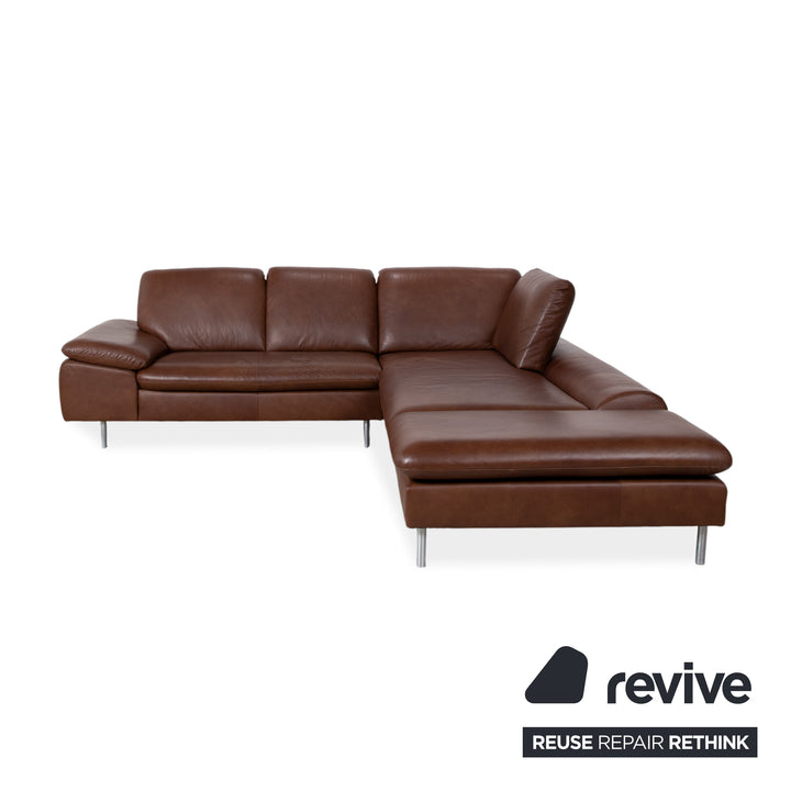 Willi Schillig Loop Leder Ecksofa Braun manuelle Funktion Sofa Couch