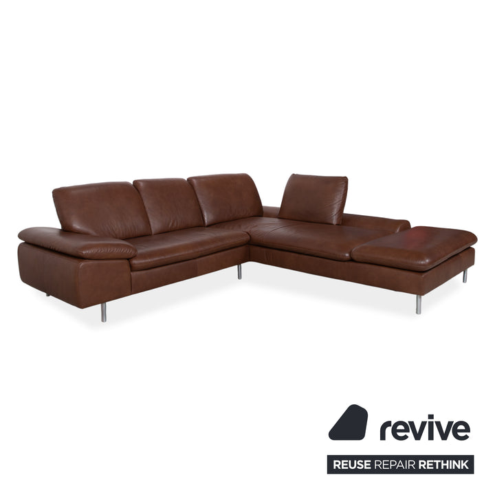 Willi Schillig Loop Leder Ecksofa Braun manuelle Funktion Sofa Couch