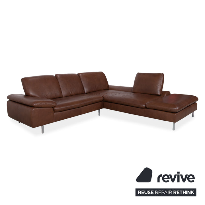 Willi Schillig Loop Leder Ecksofa Braun manuelle Funktion Sofa Couch