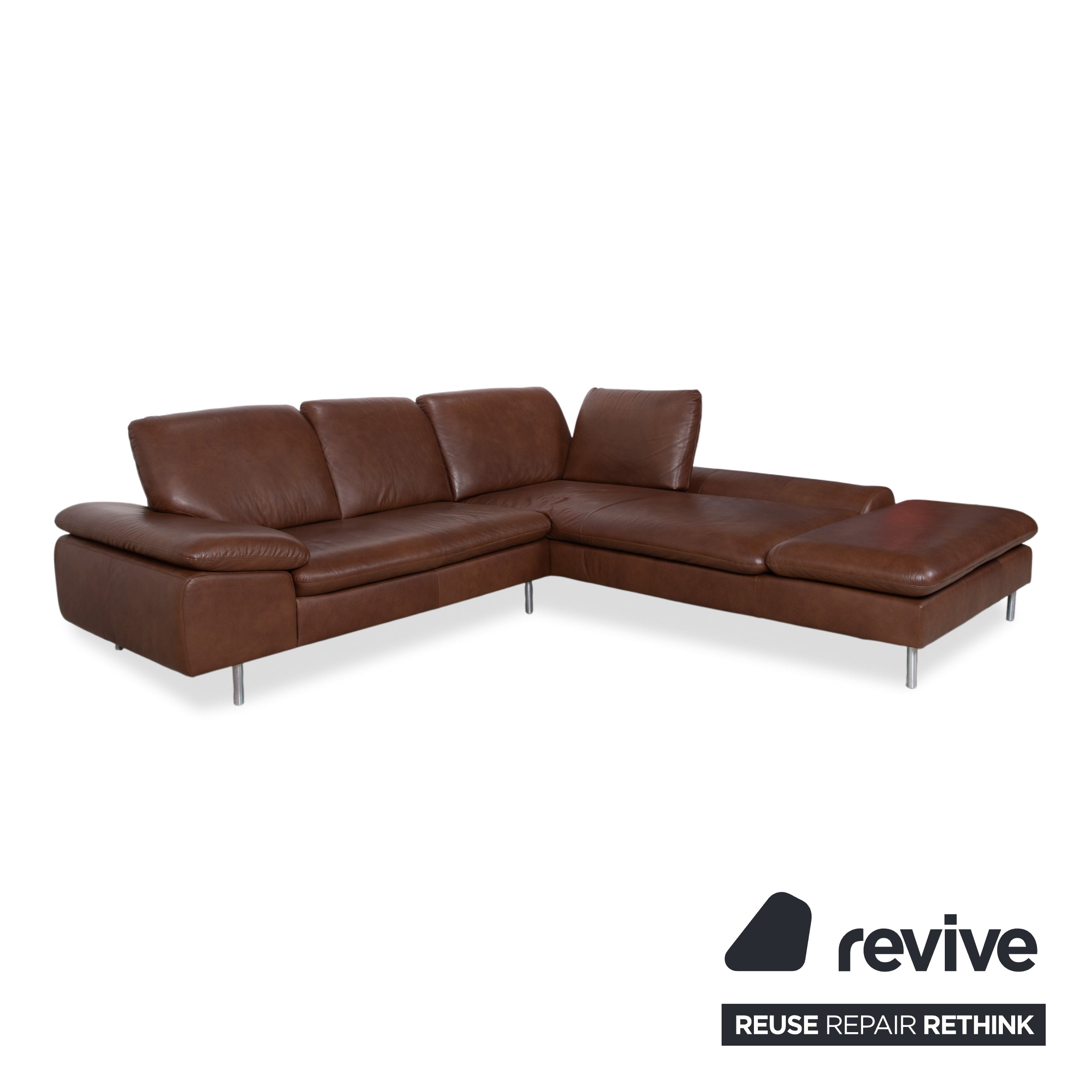 Willi Schillig Loop Leder Ecksofa Braun manuelle Funktion Sofa Couch