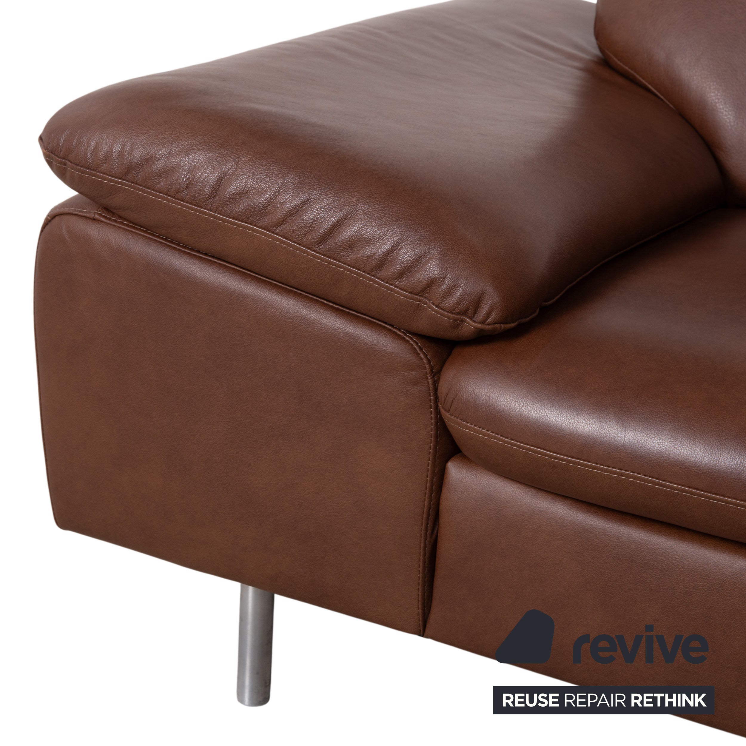 Willi Schillig Loop Leder Ecksofa Braun manuelle Funktion Sofa Couch