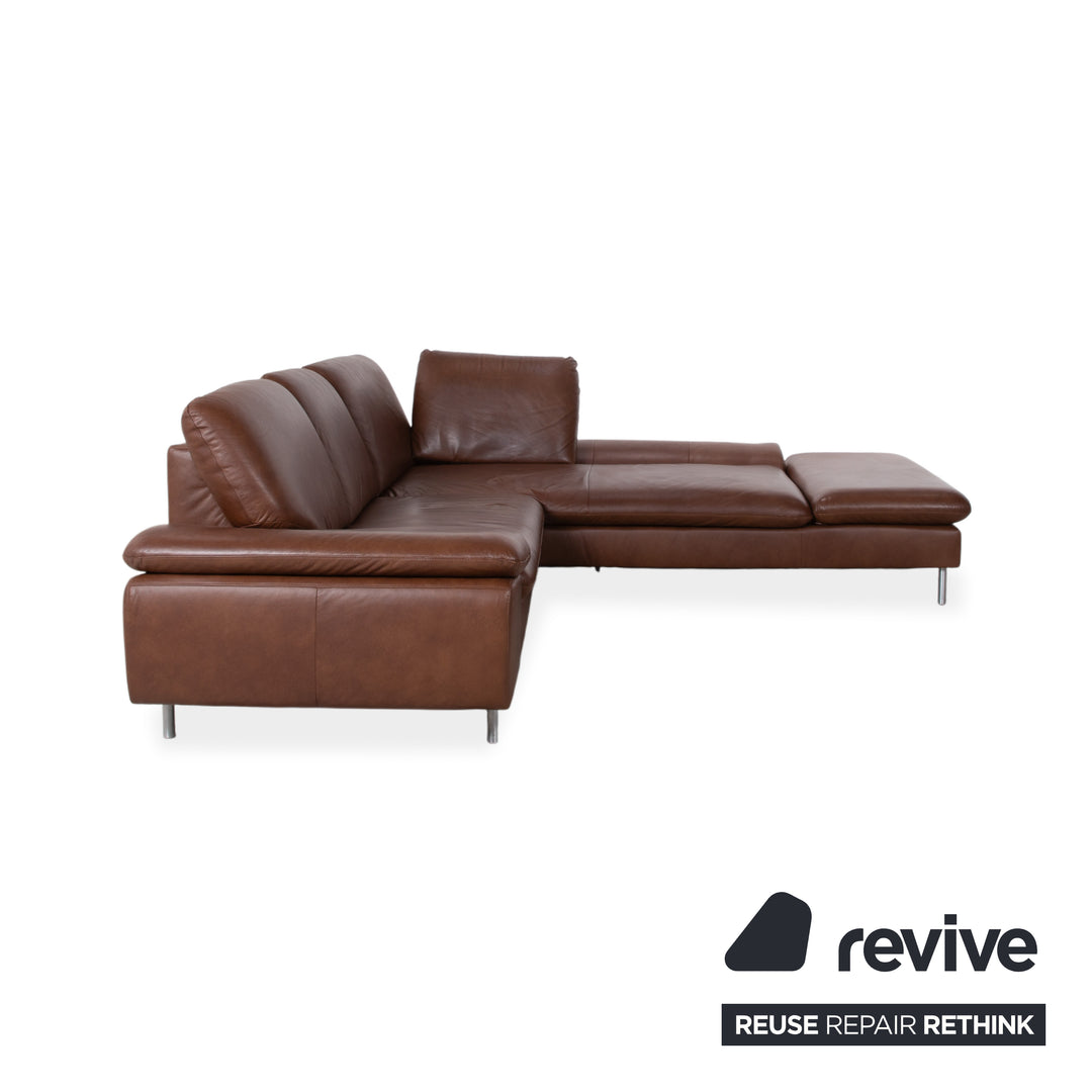 Willi Schillig Loop Leder Ecksofa Braun manuelle Funktion Sofa Couch