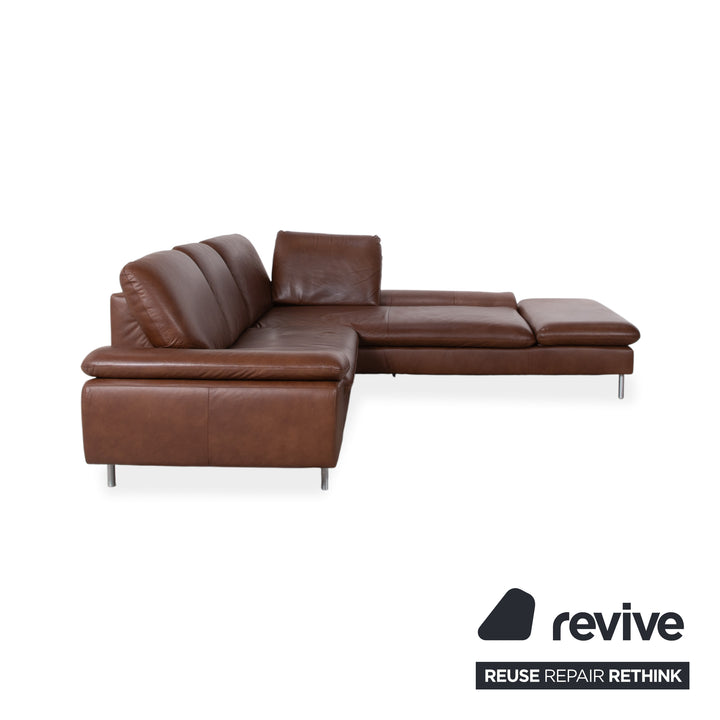 Willi Schillig Loop Leder Ecksofa Braun manuelle Funktion Sofa Couch