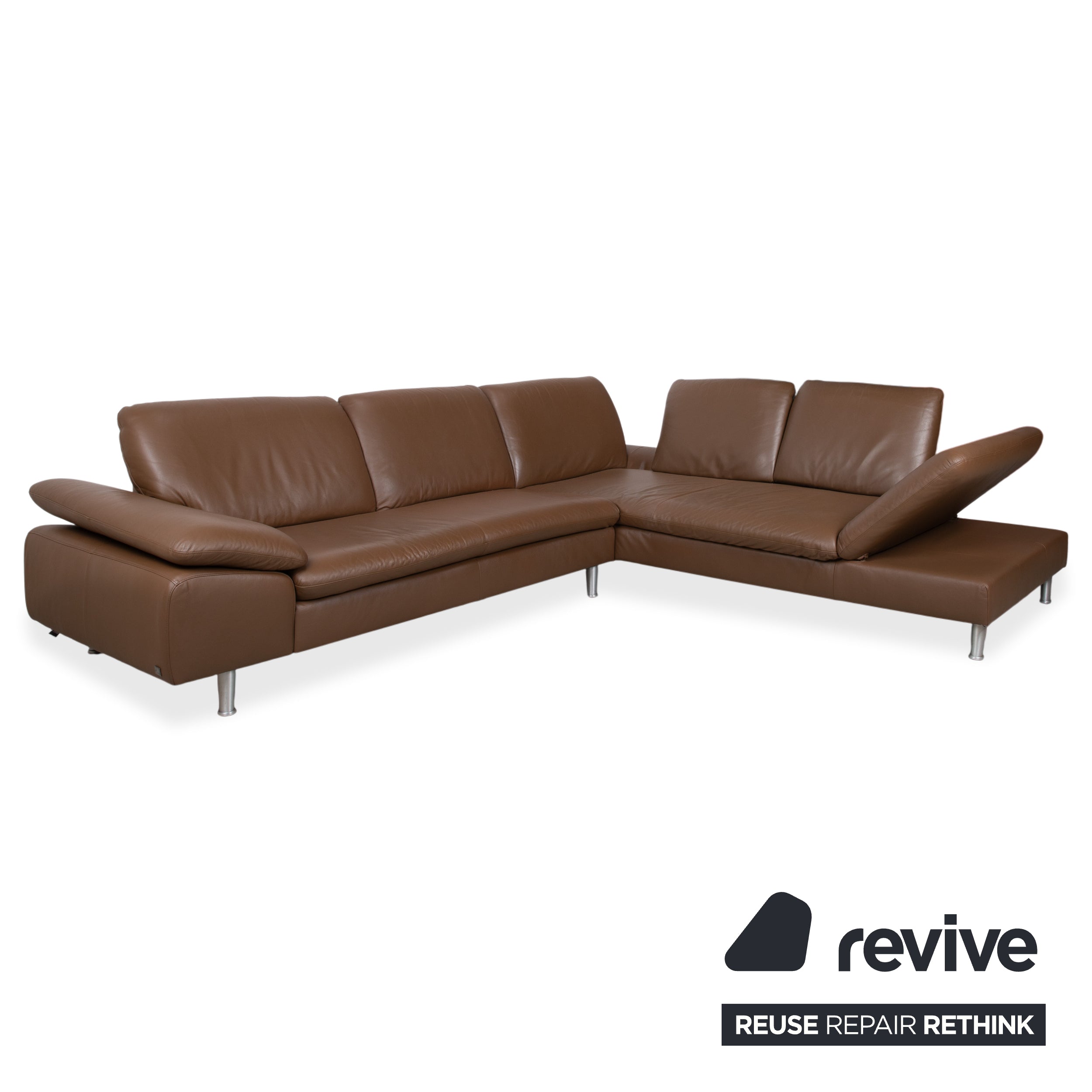 Willi Schillig Loop Ecksofa Leder Braun Kastanie Sofa Couch manuelle Funktion Recamiere