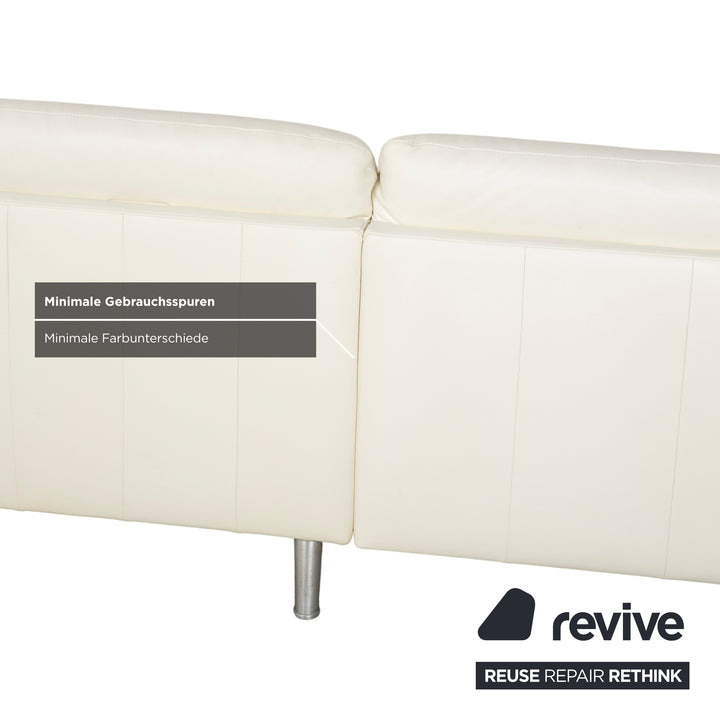 Willi Schillig Loop Leder Ecksofa Creme Sofa Couch manuelle Funktion