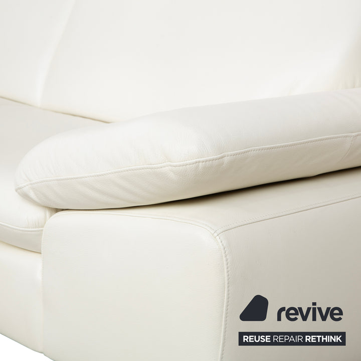 Willi Schillig Loop Leder Ecksofa Creme Sofa Couch manuelle Funktion