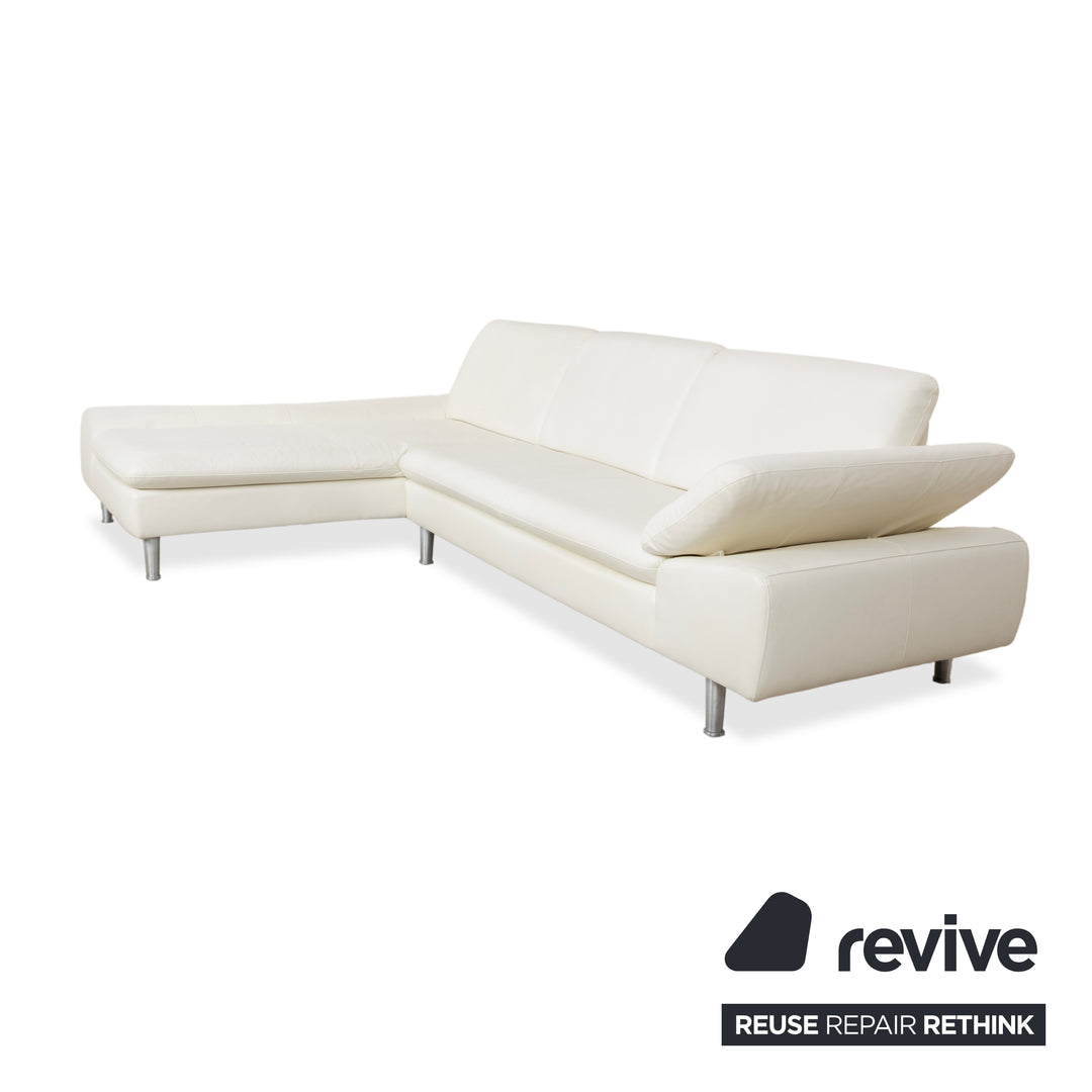 Willi Schillig Loop Leder Ecksofa Creme Sofa Couch manuelle Funktion