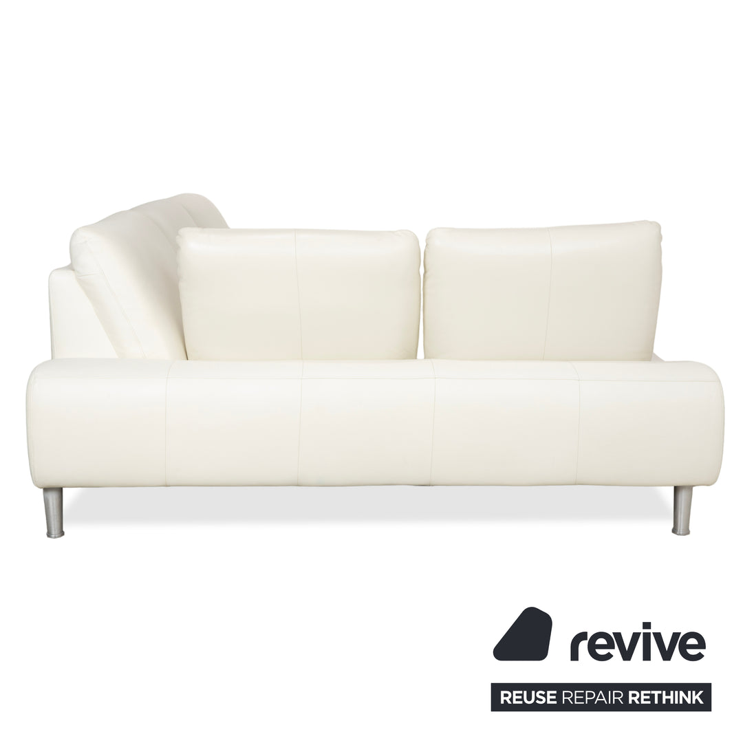 Willi Schillig Loop Leder Ecksofa Creme Sofa Couch manuelle Funktion