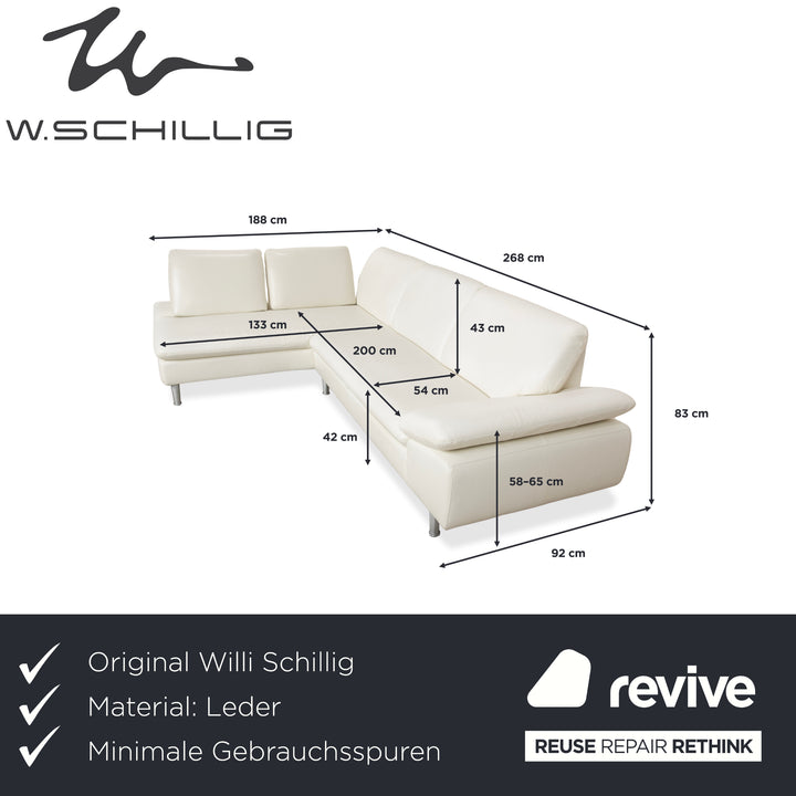 Willi Schillig Loop Leder Ecksofa Creme Sofa Couch manuelle Funktion