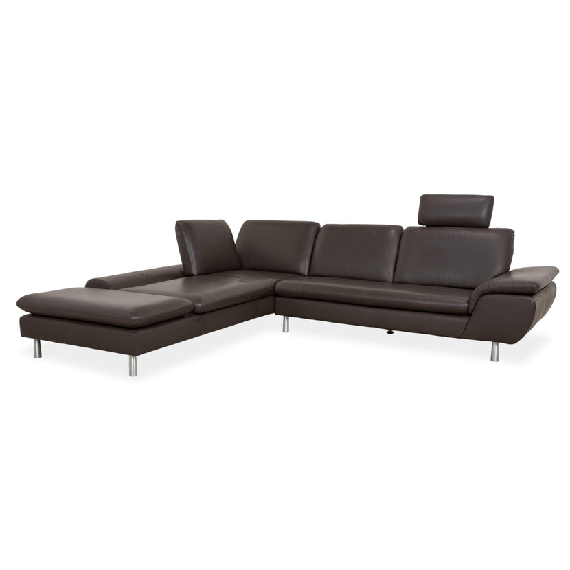 Willi Schillig Loop Leder Ecksofa Dunkelbraun manuelle Funktion Sofa Couch