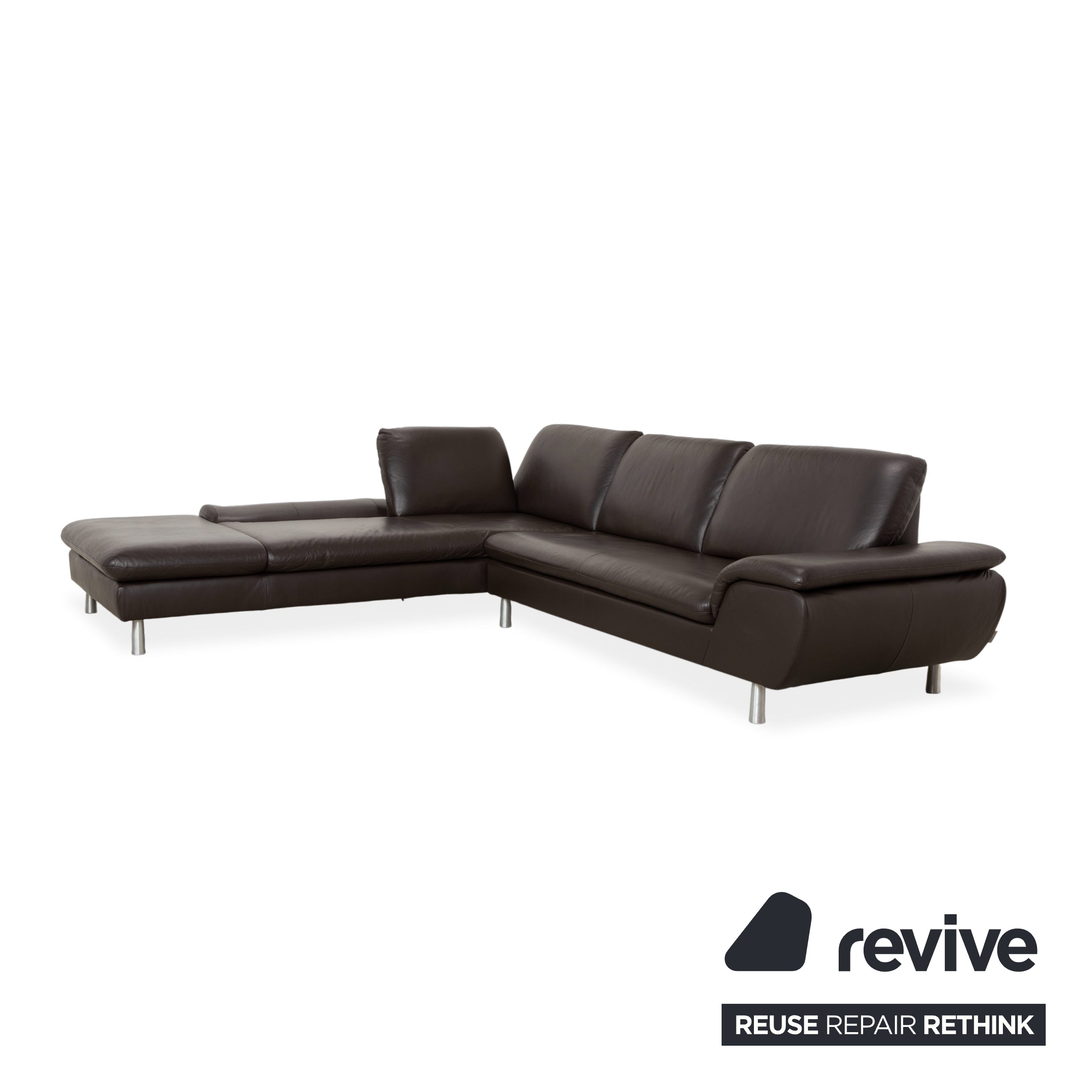 Willi Schillig Loop Leder Ecksofa Dunkelbraun manuelle Funktion Sofa Couch