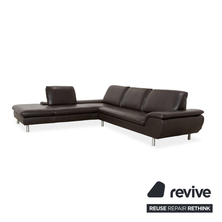 Willi Schillig Loop Leder Ecksofa Dunkelbraun manuelle Funktion Sofa Couch