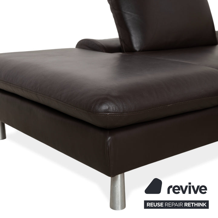Willi Schillig Loop Leder Ecksofa Dunkelbraun manuelle Funktion Sofa Couch